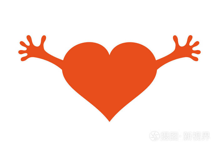 心与手图标在白色背景上矢量图