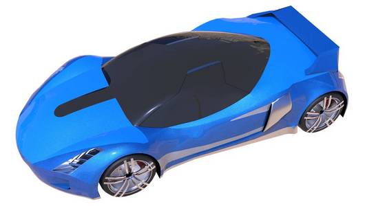未来的蓝色光泽的概念跑车