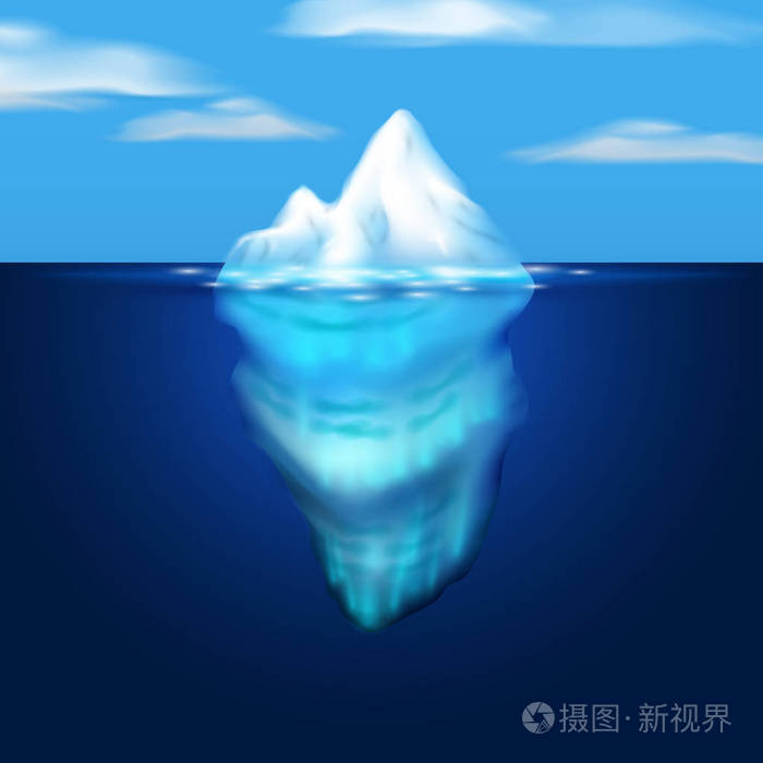 冰山的插图大块冰在海中矢量图像