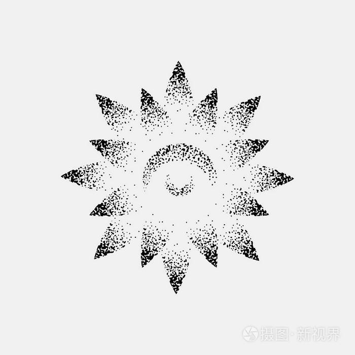 不可能和其他的纹身形状, dotwork, blackwork 所有由点组成的集.