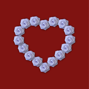 情人节快乐。心灵的现实 3d 白玫瑰鲜花