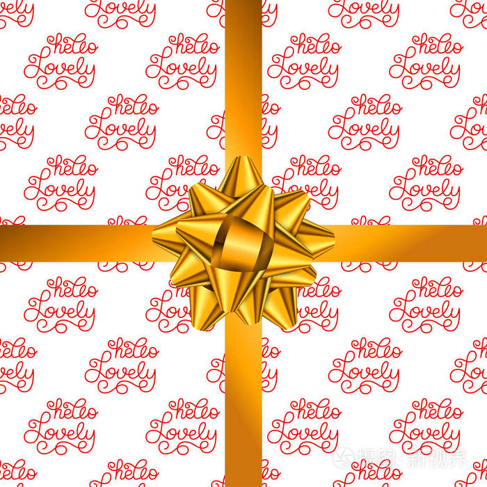 节日礼品卡用手刻字你好可爱和弓