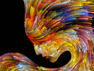 创意,设计,内部世界,人的本性和艺术灵魂的项目中, 由人的轮廓和色彩