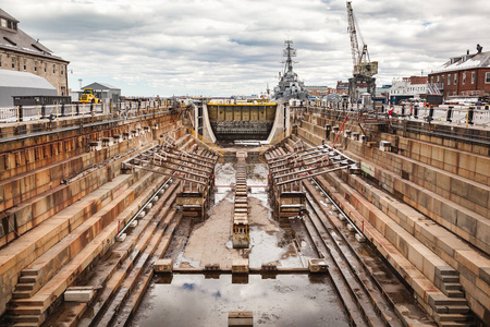 波士顿冬天历史上的干船坞1在查尔斯敦海军围场在波士顿附近, 马萨诸