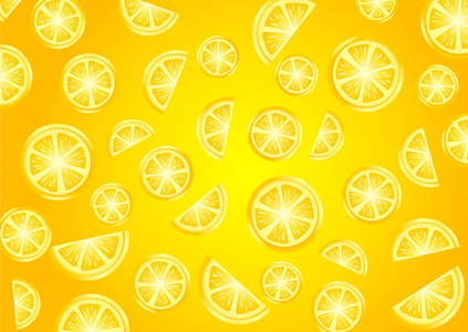 带柠檬片的黄色背景图案