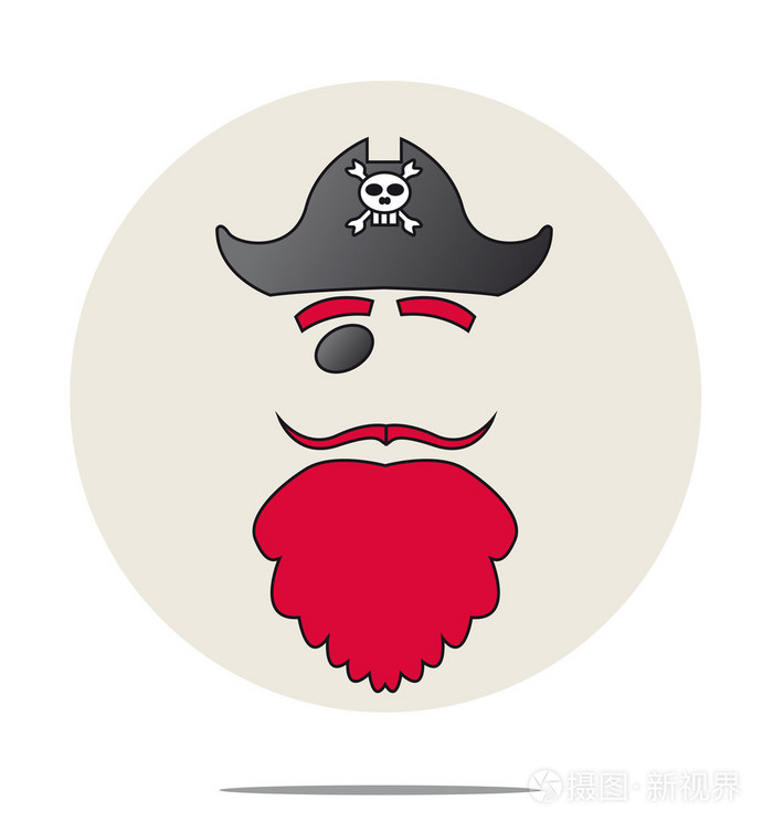 一个长着红胡子海盗的插图