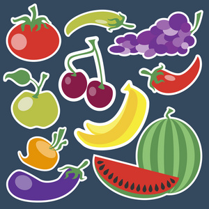 水果和蔬菜的图标集