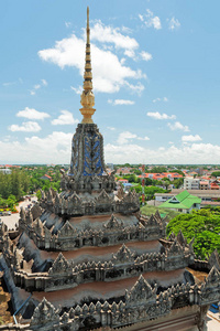 高角度视图从老挝的首都万象市容