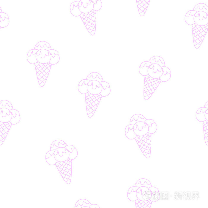 模式的冰淇淋矢量图 eps 10。背景纹理草莓和香草冰激淋甜点
