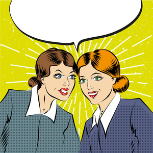 波普艺术交谈卡通波普艺术喜剧商界女性交谈照片