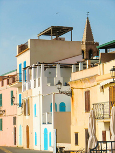阿尔盖罗, Lungomare, 五颜六色的房子, 意大利, 撒丁岛, 萨萨里