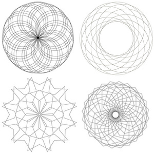 设置装饰图案.从线条中设置四装饰图案.黑白矢量插图照片