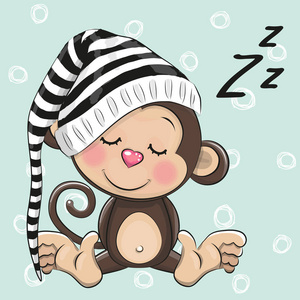 睡觉的可爱小猴子在罩