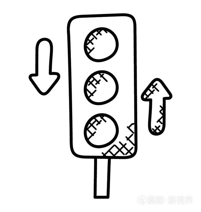 交通信号灯, 道路信号手绘涂鸦图标插画-正版商用图片0pdz04-摄图新