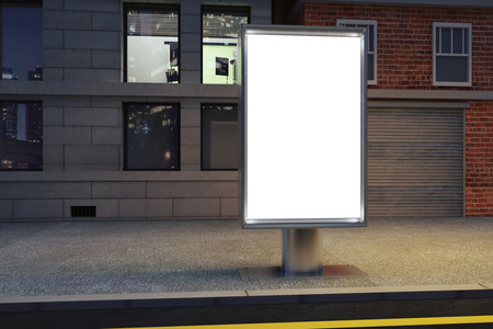 到了晚上，模拟了街上的空白白色广告牌