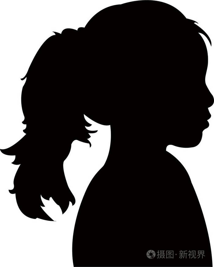 儿童头部剪影矢量