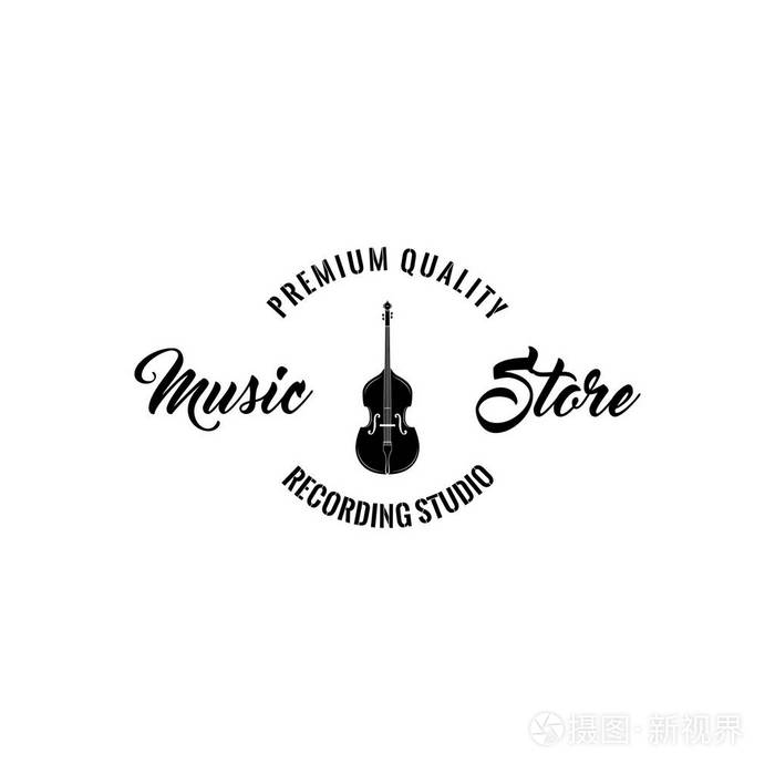 音乐店徽章标识标签.音乐专卖店会徽.录音室.向量