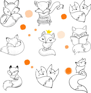 狐狸字符,可爱,可爱的插图照片
