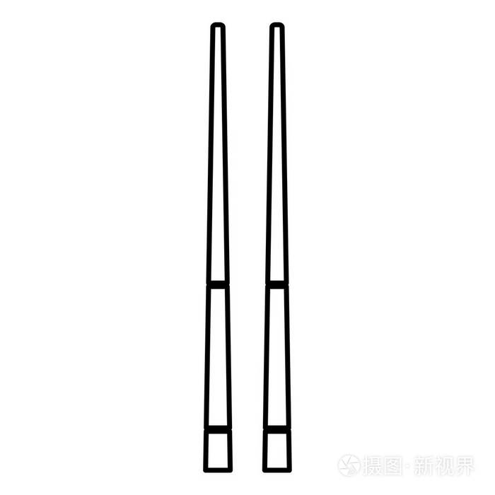 中式筷子图标黑色插画平面样式简单图像