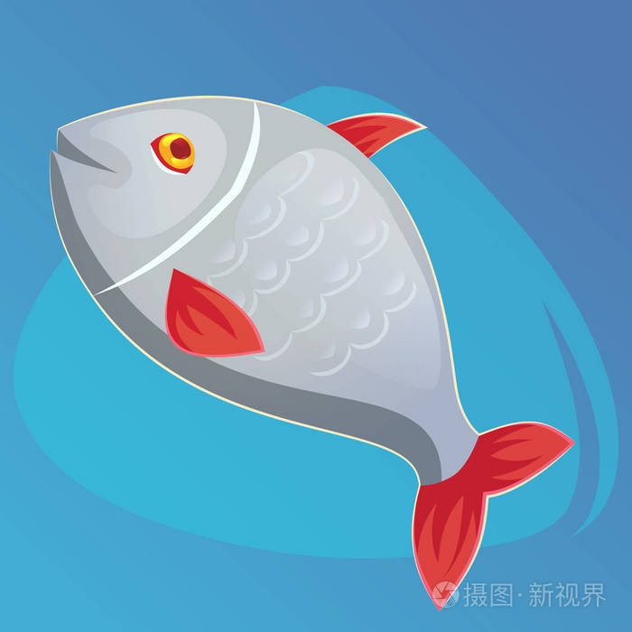 矢量鱼鲑鱼矢量插画的卡通风格海鲜产品设计