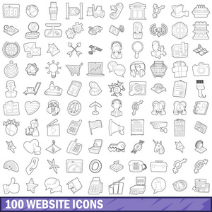 100 网站图标集，大纲样式