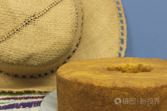 巴西传统玉米蛋糕甜点。节日 Junina 党的巴西文化理念形象