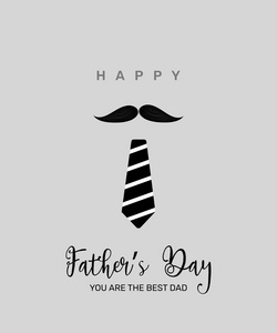 快乐的父亲节模板和海报设计插图与领带和胡子