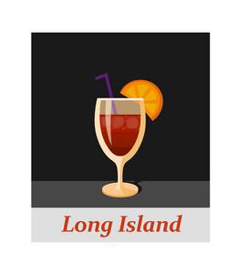 长岛鸡尾酒菜单项目或任何类型的设计。党饮料在黑色背景, 向量例证