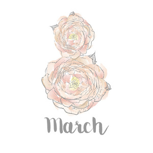 矢量与米色牡丹玫瑰 3 月 8 日