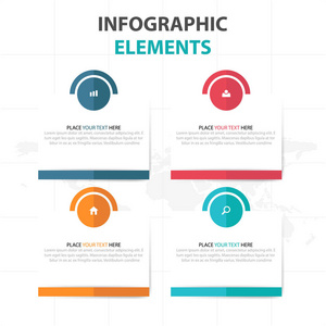 抽象的演示文稿模板平面设计矢量图的网页设计营销广告彩色环形文字框业务时间线图表元素