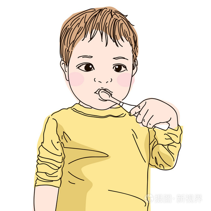 小男孩刷牙动漫头像图片