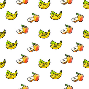 无缝模式的香蕉和苹果