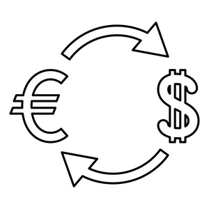 货币兑换图标黑色插图平面样式简单图像