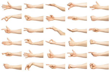 多男性白种手手势