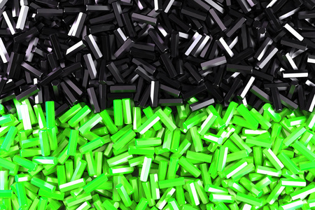 一堆对称分布黑色和绿色六角详细信息