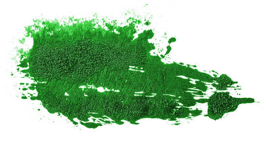 白色背景上绿色油漆的污点
