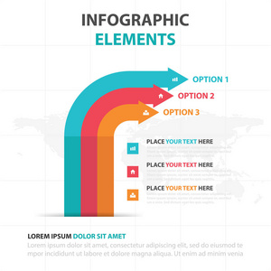抽象彩色箭头业务时间线图表元素，演示文稿模板平面设计矢量图的网页设计营销广告