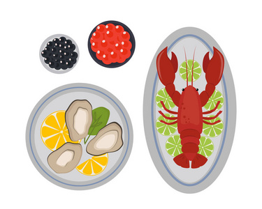 海鲜平美味烹饪美味可以用于布局广告和鲜虾贝类 web 设计美食餐厅吃饭矢量图