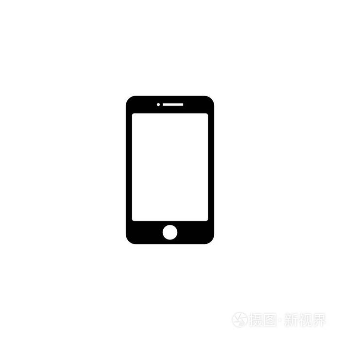 象形图智能手机图标。白色背景上的黑色图标