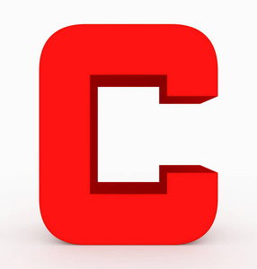 红色浮油在白3d 渲染时用字母 c 3d 立方圆红色隔离照片