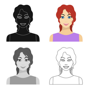 红发女人图标在白色背景上孤立的卡通风格。女人象征股票矢量图