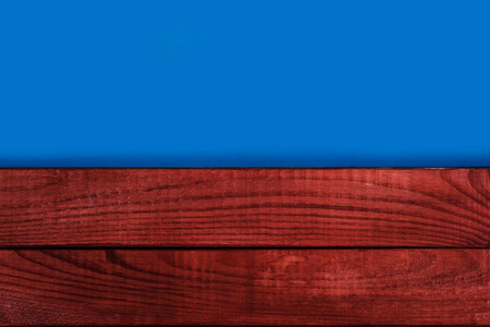 新的红色木质背景和蓝色纹理