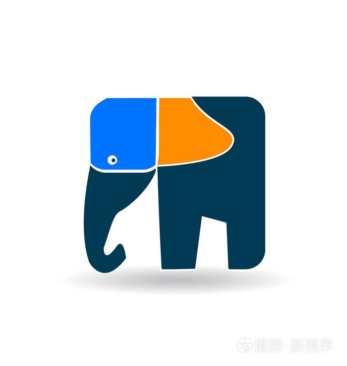 艺术大象形状图标, 平面设计插图