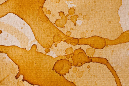 水彩棕色古董纸上的脏茶渍, 复制空间照片