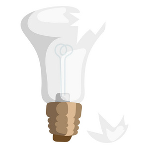 卡通损坏的灯泡矢量插图灯光隔离设计对象电力设备电光明装饰图标电源