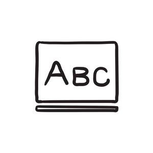 在黑板素描图标上的字母 abc