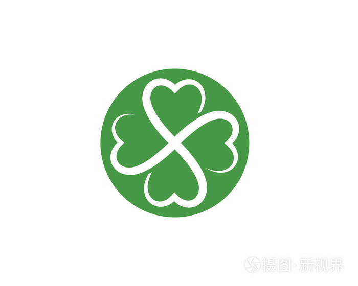 绿色三叶草叶标志模板设计矢量
