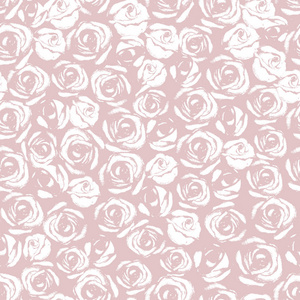 白玫瑰花抽象无缝图案。白色花手画在粉红色的背景装饰。婚礼纹理。印花纺织品, 墙纸, 包装