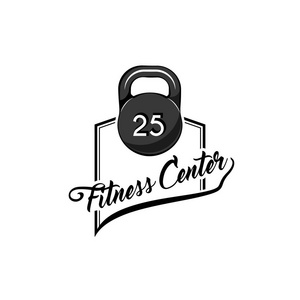 壶图标。Fitnees 中心标志。健身俱乐部标签, 会徽。重量标志。运动器材。向量