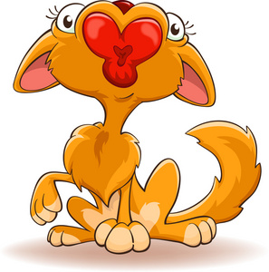 卡通猫用接吻的嘴照片